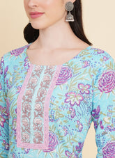 Glossy Looking Salwar Suit in Sky Blue Colour